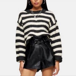 Tall TopShop Black Leather Shorts